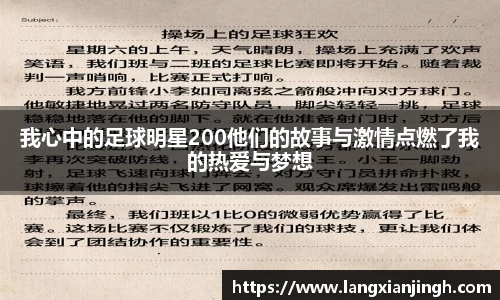 我心中的足球明星200他们的故事与激情点燃了我的热爱与梦想